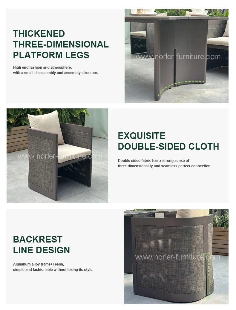 Outdoor Aluminum With Textilene Dining Set