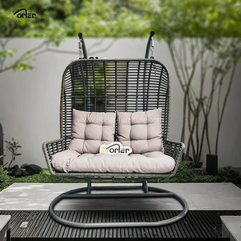 Външни мебели Pe Rattan висящ люлеещ се стол