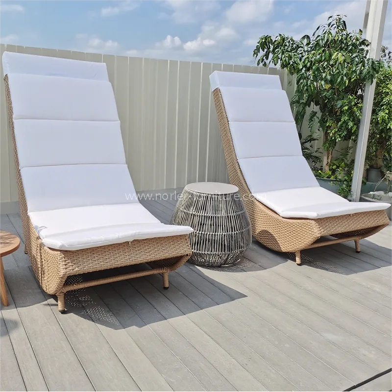 Алуминиева рамка на открито от свободното време PE Rattan Sun Lounger